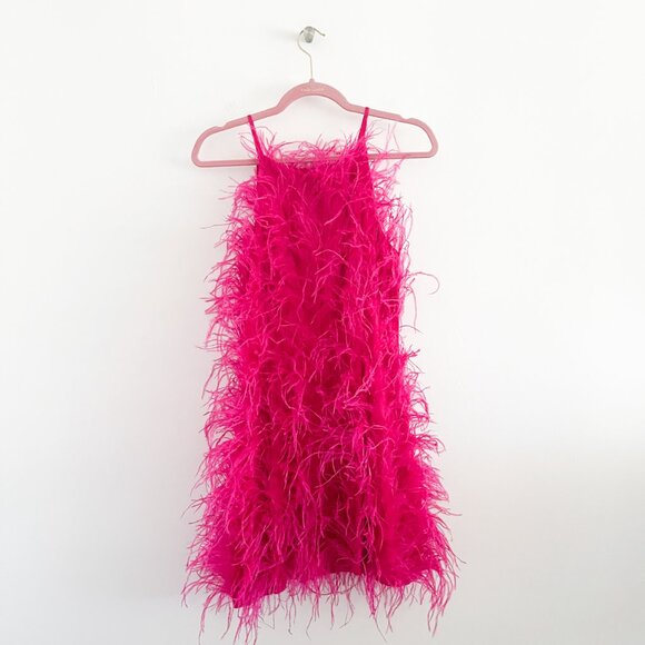 Cult Gaia Shannon Feather-embellished Dress Qajar Rose Pink - Picture 5 of 12